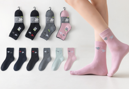 Fossa ženske čarape. antibakterijske i bez mirisa "Pastel Hearts" - 6 komada