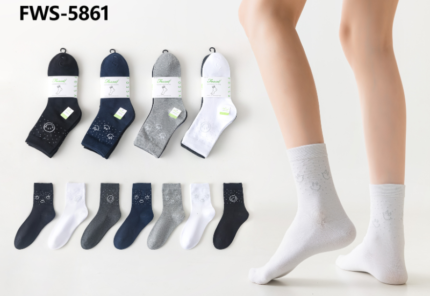 Fossa ženske  čarape. Bez šava, antibakterijske i bez mirisa "Basic Smiley" - 6 komada